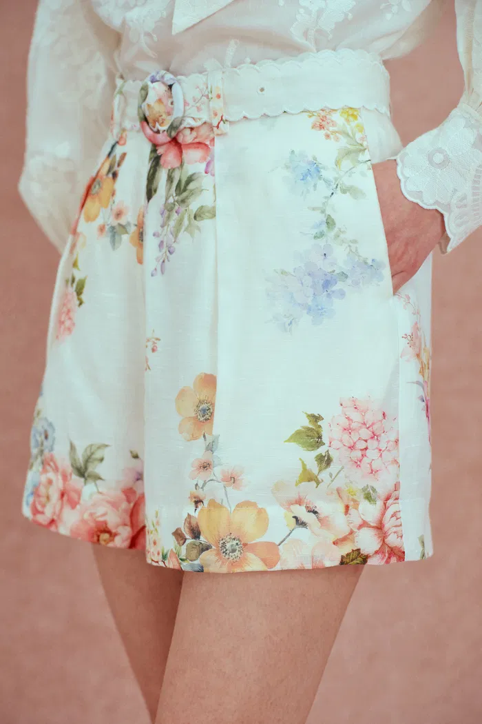 Ariel Flora Blouse and Short Matching Set in Silk-Linen Blend - Image 9