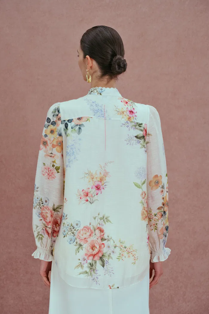 Ariel Flora Blouse in Silk-Linen Blend - Image 5