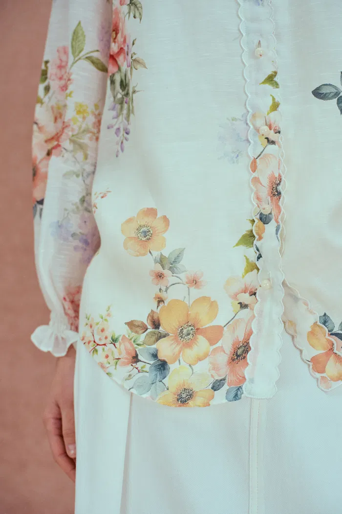 Ariel Flora Blouse in Silk-Linen Blend - Image 7