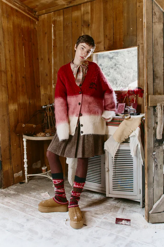 Ariel Ombre Cardigan in Merino Alpaca Blend Knit - Image 3