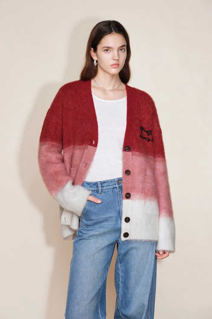 Ariel Ombre Cardigan in Merino Alpaca Blend Knit - Image 9