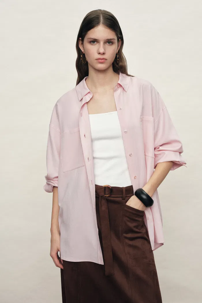 Arilyn Double Pocket Shirt in Tencel Linen Blend - Image 2