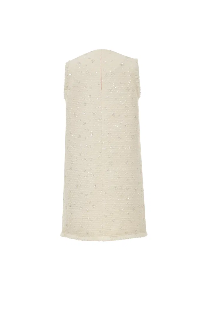 Arum Beaded Dress in Sequined Wool Tweed - Image 11