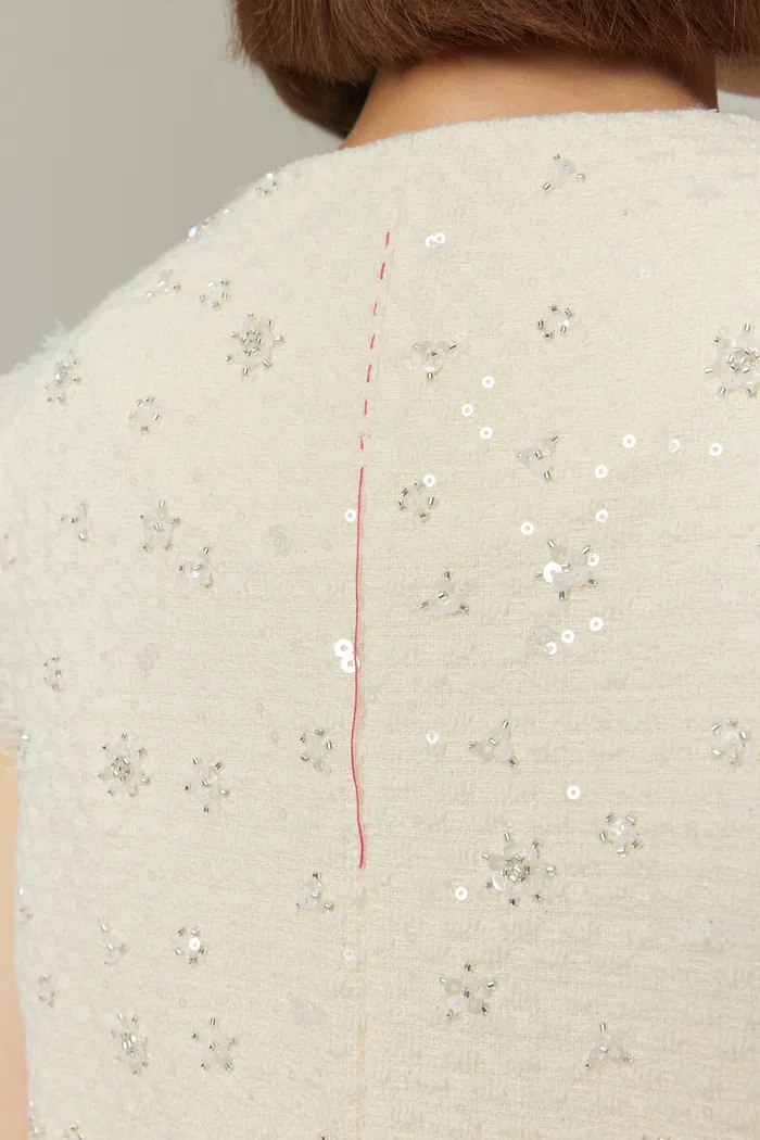 Arum Beaded Dress in Sequined Wool Tweed - Image 8
