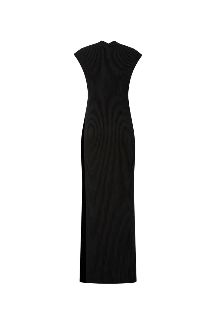Astoria Low Slit Sleeveless Dress in Wool Blend Knit - Image 11