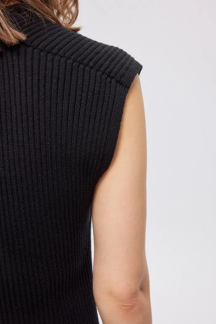 Astoria Low Slit Sleeveless Dress in Wool Blend Knit - Image 7