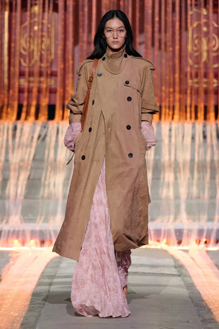 Astrid Detachable Epaulette Trench Coat in Faux Suede - Image 3