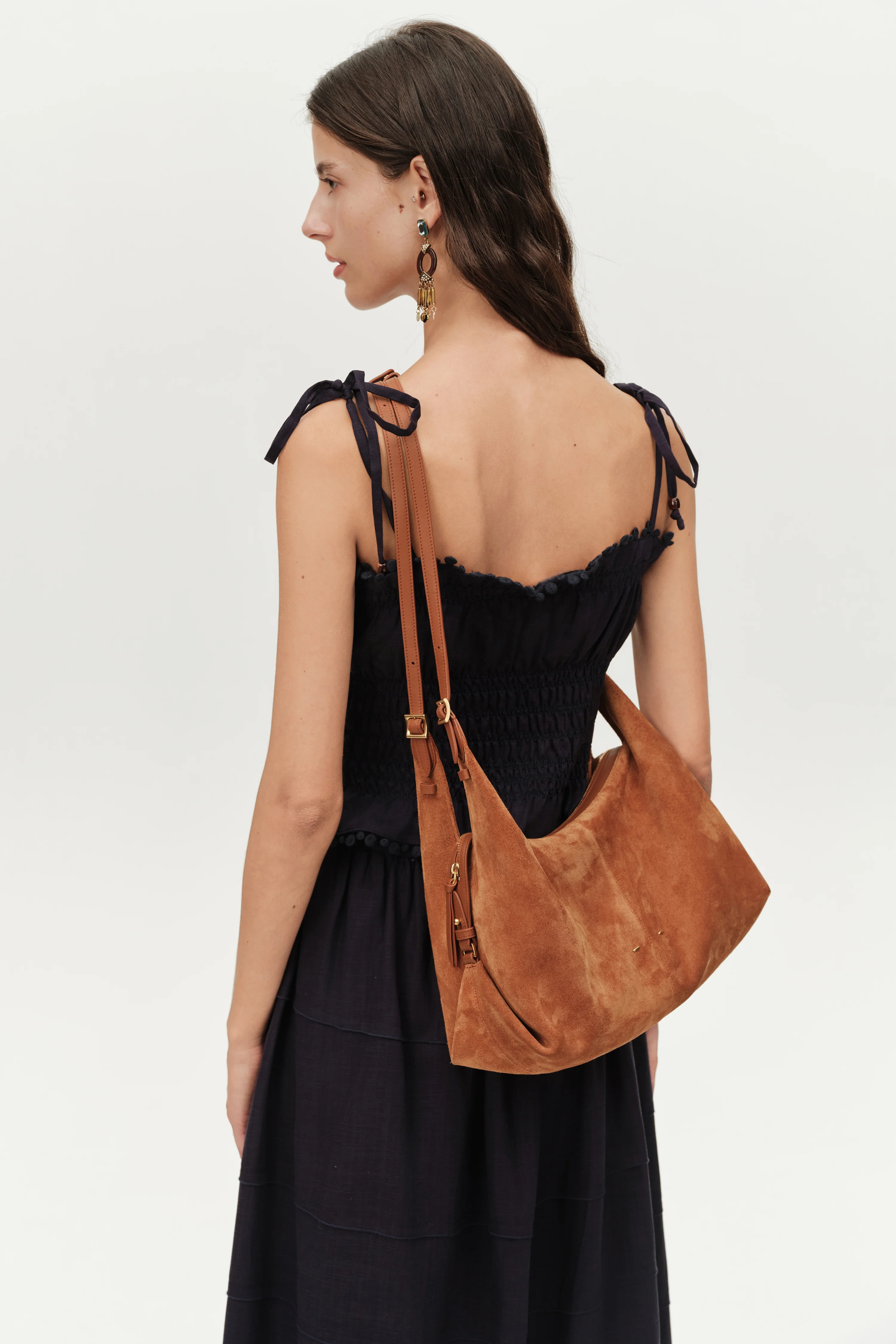 Aura Slouchy Medium Hobo Bag in Soft Velvety Suede - Image 6
