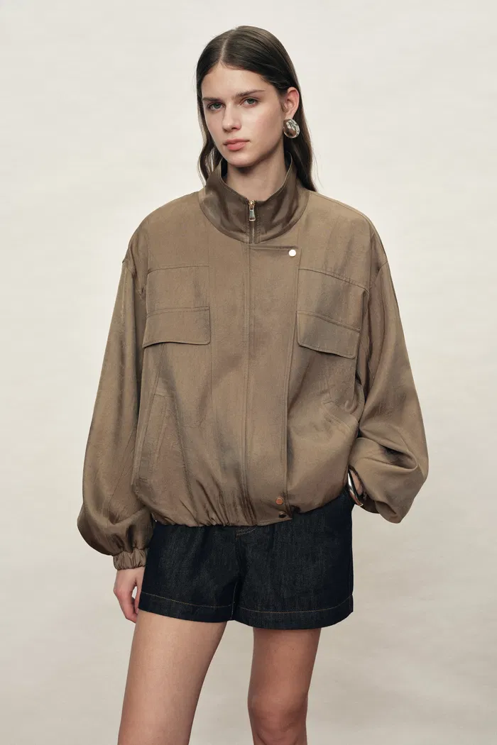 Aurin Bubble Hem Jacket in Satin Acetate - Image 2