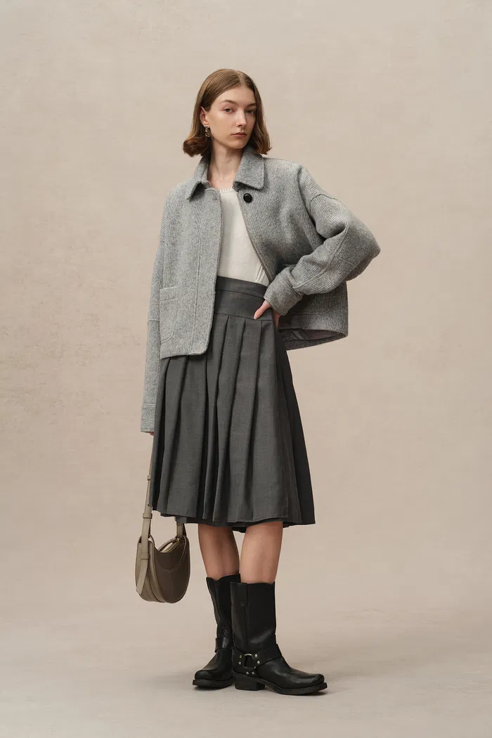 Aurora Cropped Jacket in Merino Wool Knit - Image 3