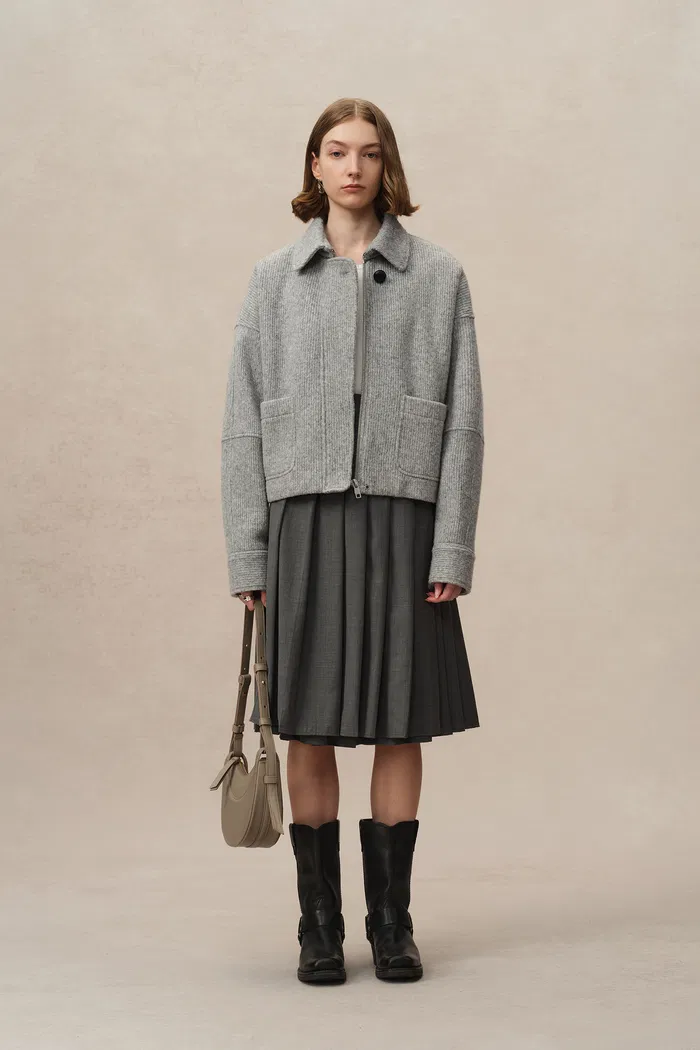 Aurora Cropped Jacket in Merino Wool Knit - Image 4