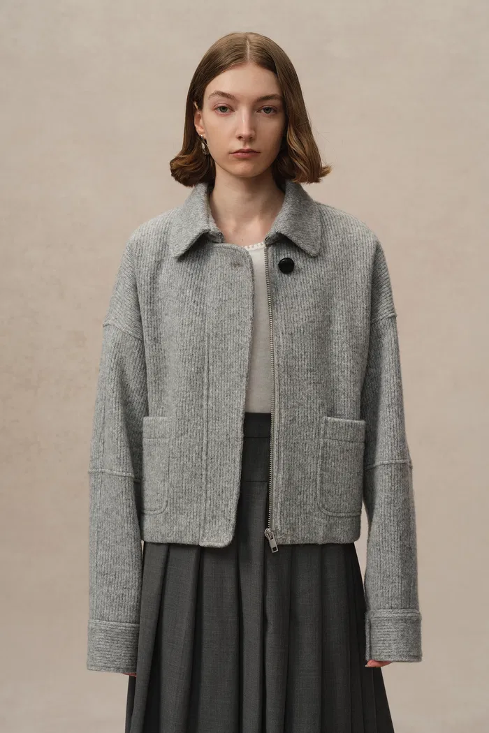 Aurora Cropped Jacket in Merino Wool Knit - Image 5