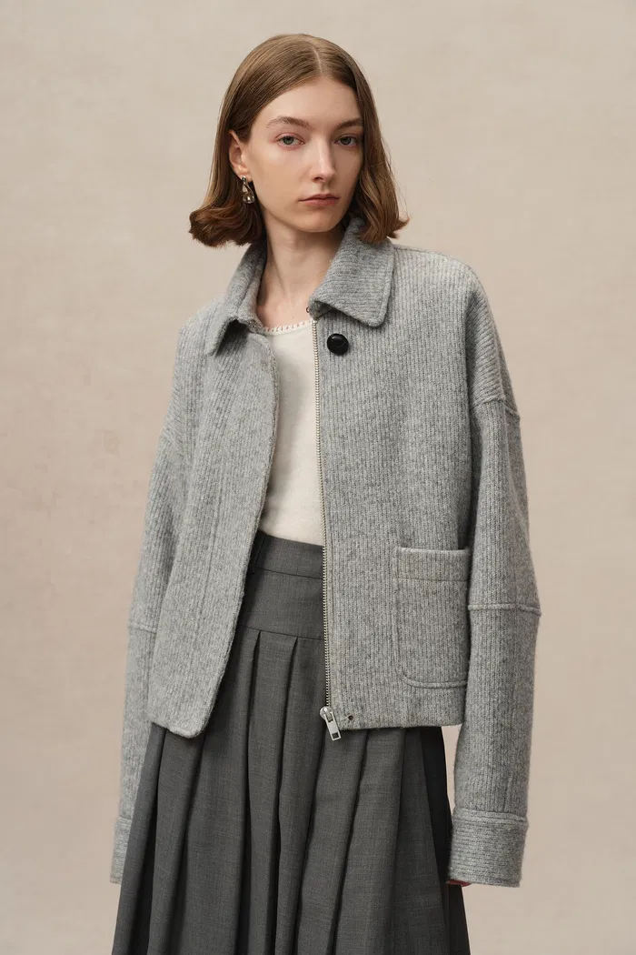 Aurora Cropped Jacket in Merino Wool Knit - Image 6