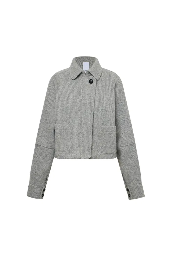 Aurora Cropped Jacket in Merino Wool Knit - Image 9