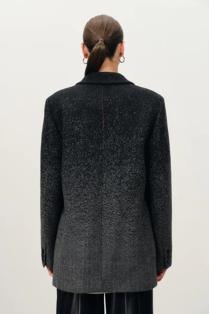 Aurora Gradient Herringbone Long Blazer in Merino Wool - Image 4