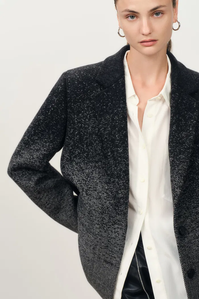 Aurora Gradient Herringbone Long Blazer in Merino Wool - Image 5
