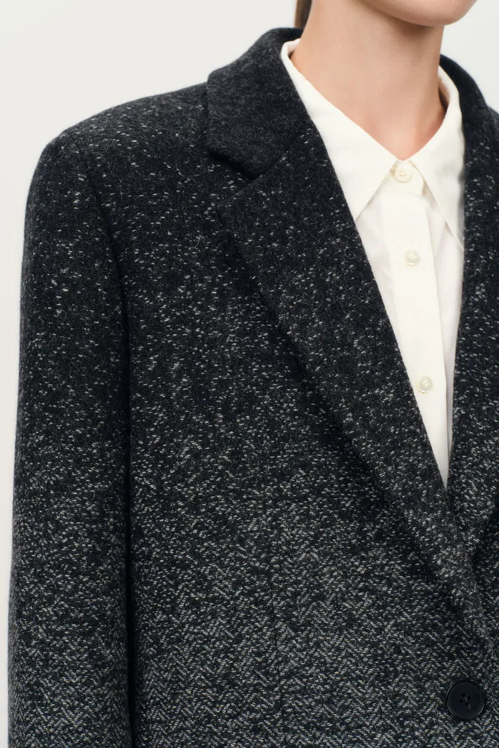 Aurora Gradient Herringbone Long Blazer in Merino Wool - Image 6