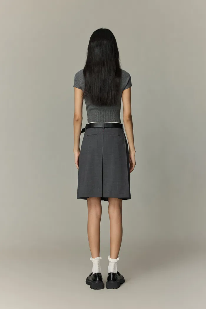 Aurora Pleated Skort in Fine Wool Blend - Image 3