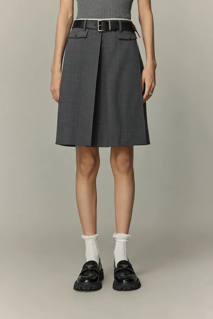 Aurora Pleated Skort in Fine Wool Blend - Image 4