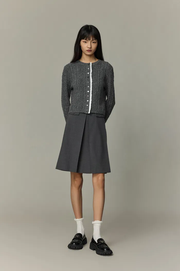 Aurora Pleated Skort in Fine Wool Blend - Image 8