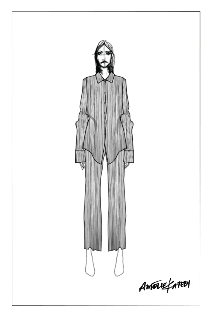 Aurora Textured Pants in Pleated Satin - Image 10