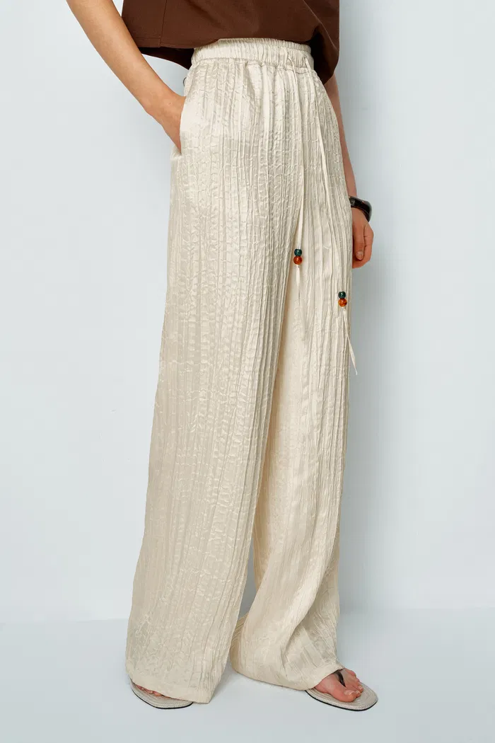 Aurora Textured Pants in Pleated Satin - Image 8