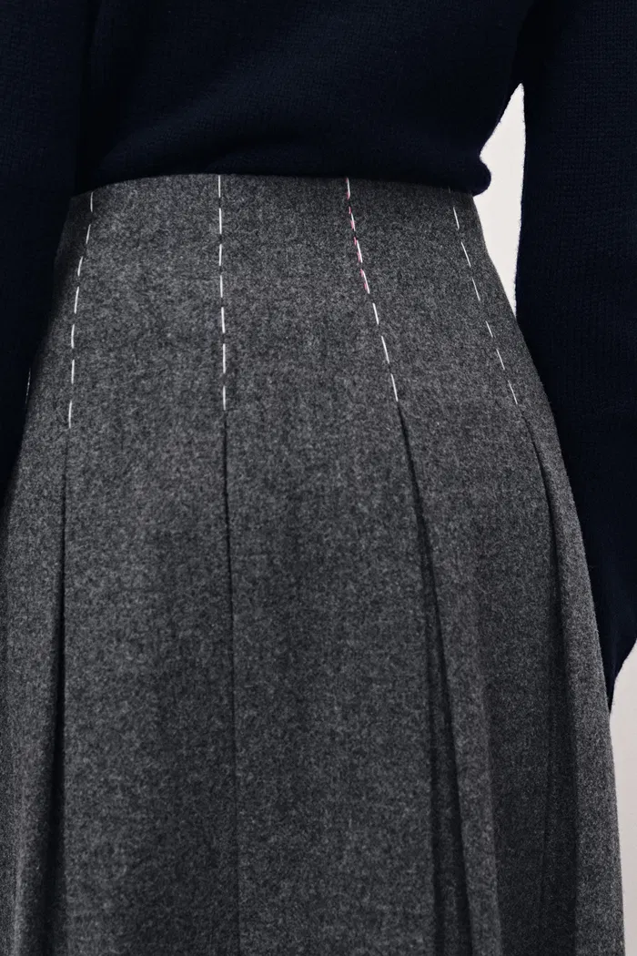 Ava Hand Work Contrast Stitching Blazer and Skirt Matching Sets in Australian Merino Wool - Image 7