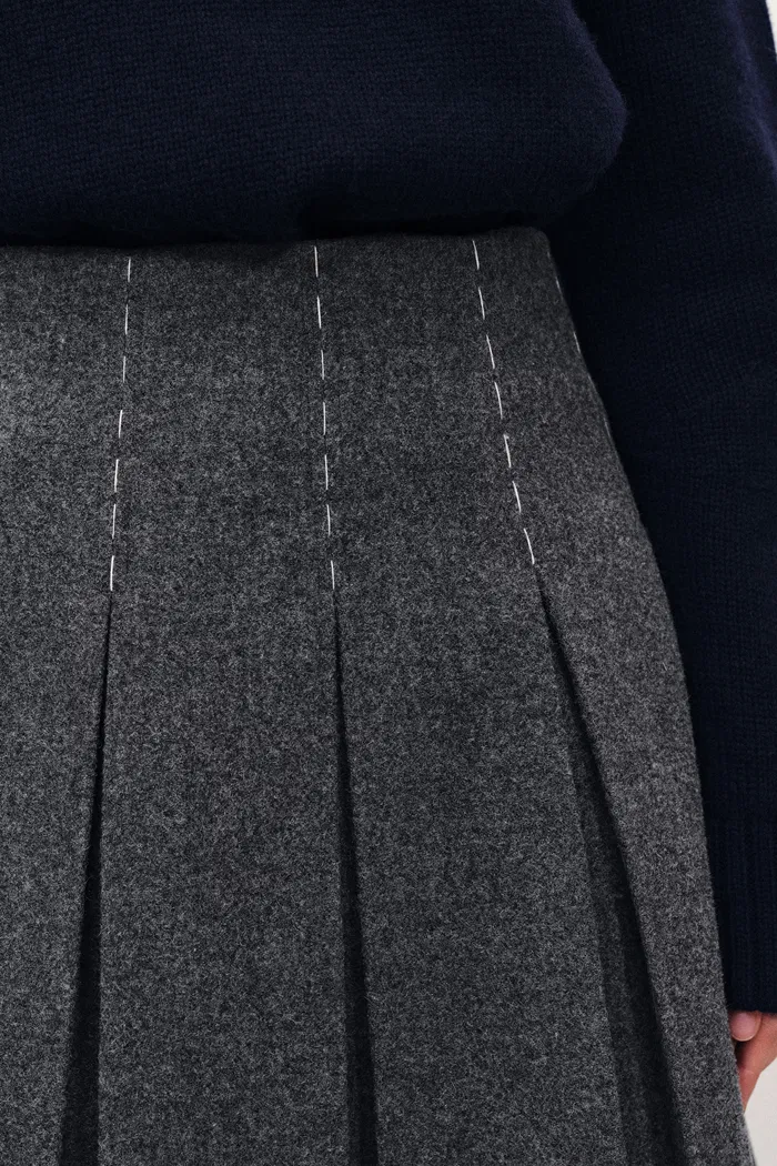 Ava Hand Work Contrast Stitching Blazer and Skirt Matching Sets in Australian Merino Wool - Image 8