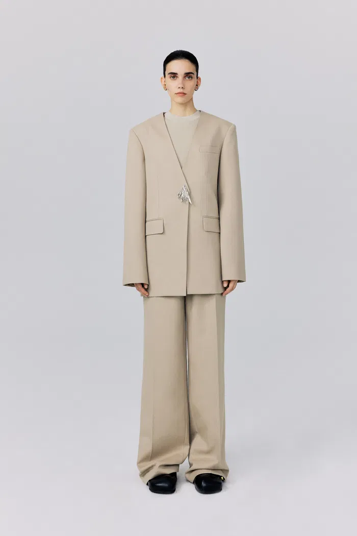 Awe Silver Moon Trousers in Worsted Wool Blend Twill - Image 2