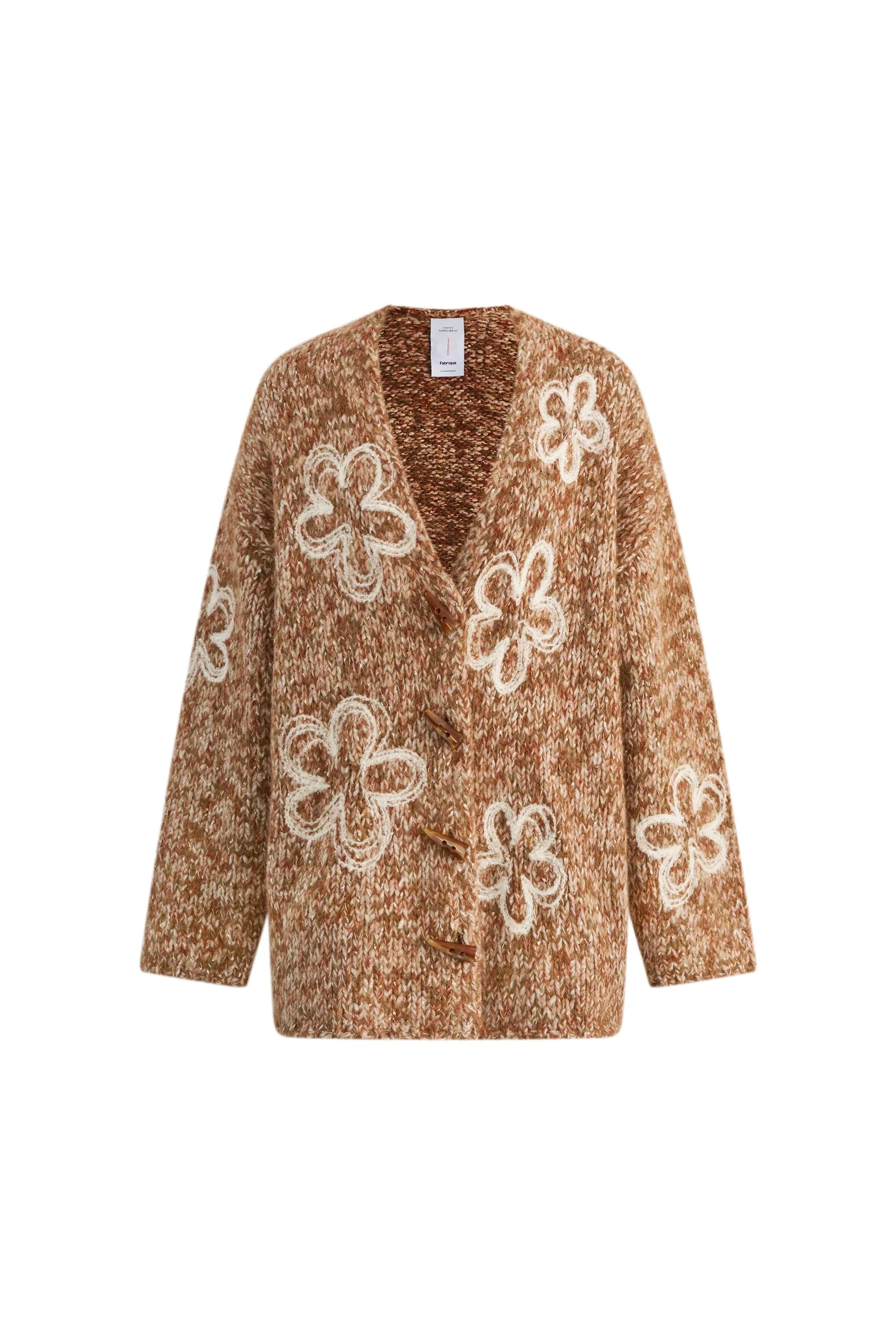 Ayanna Floral Embroidered Cardigan in Merino Wool Multi-Yarn - Image 8