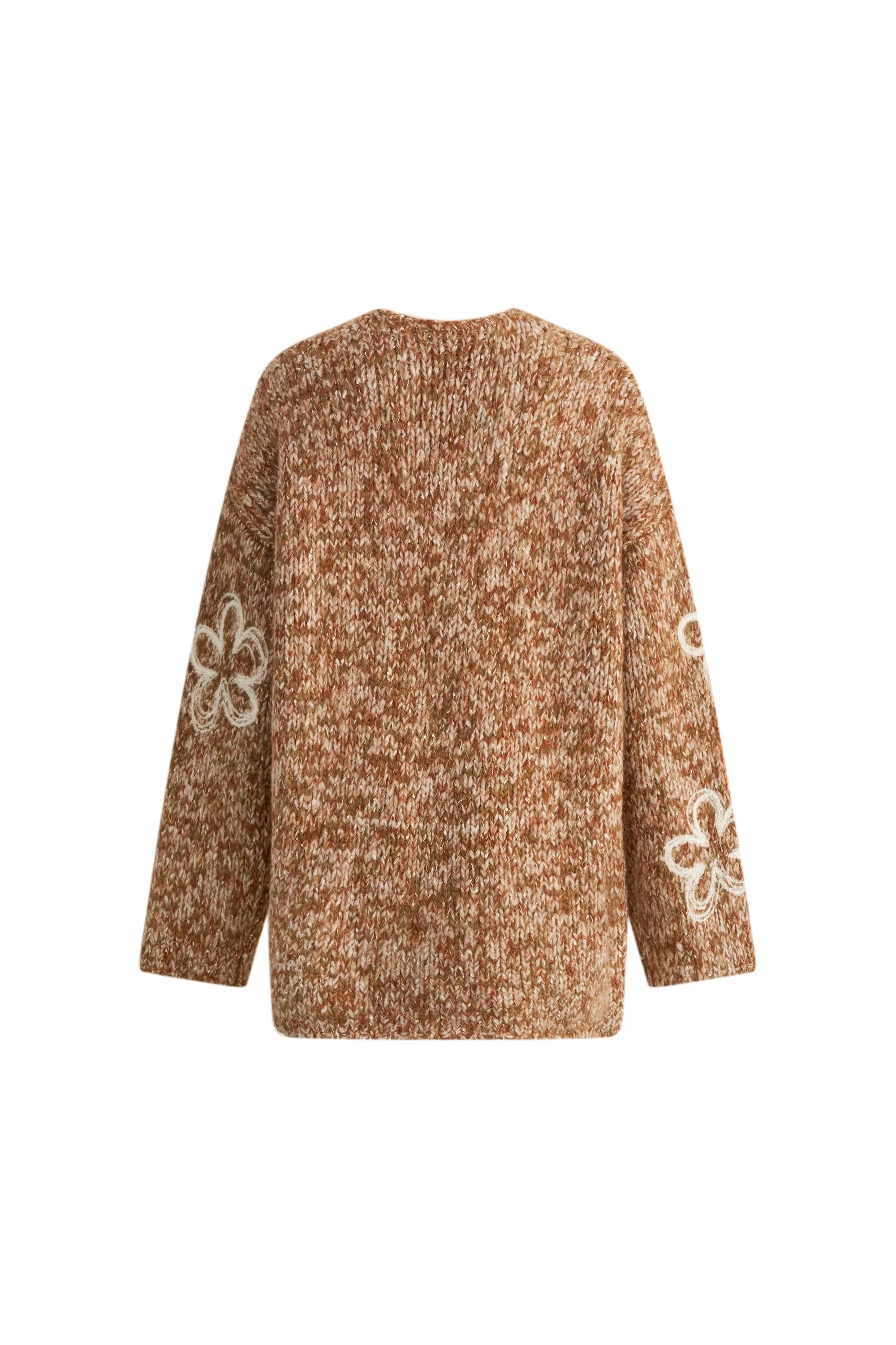 Ayanna Floral Embroidered Cardigan in Merino Wool Multi-Yarn - Image 9