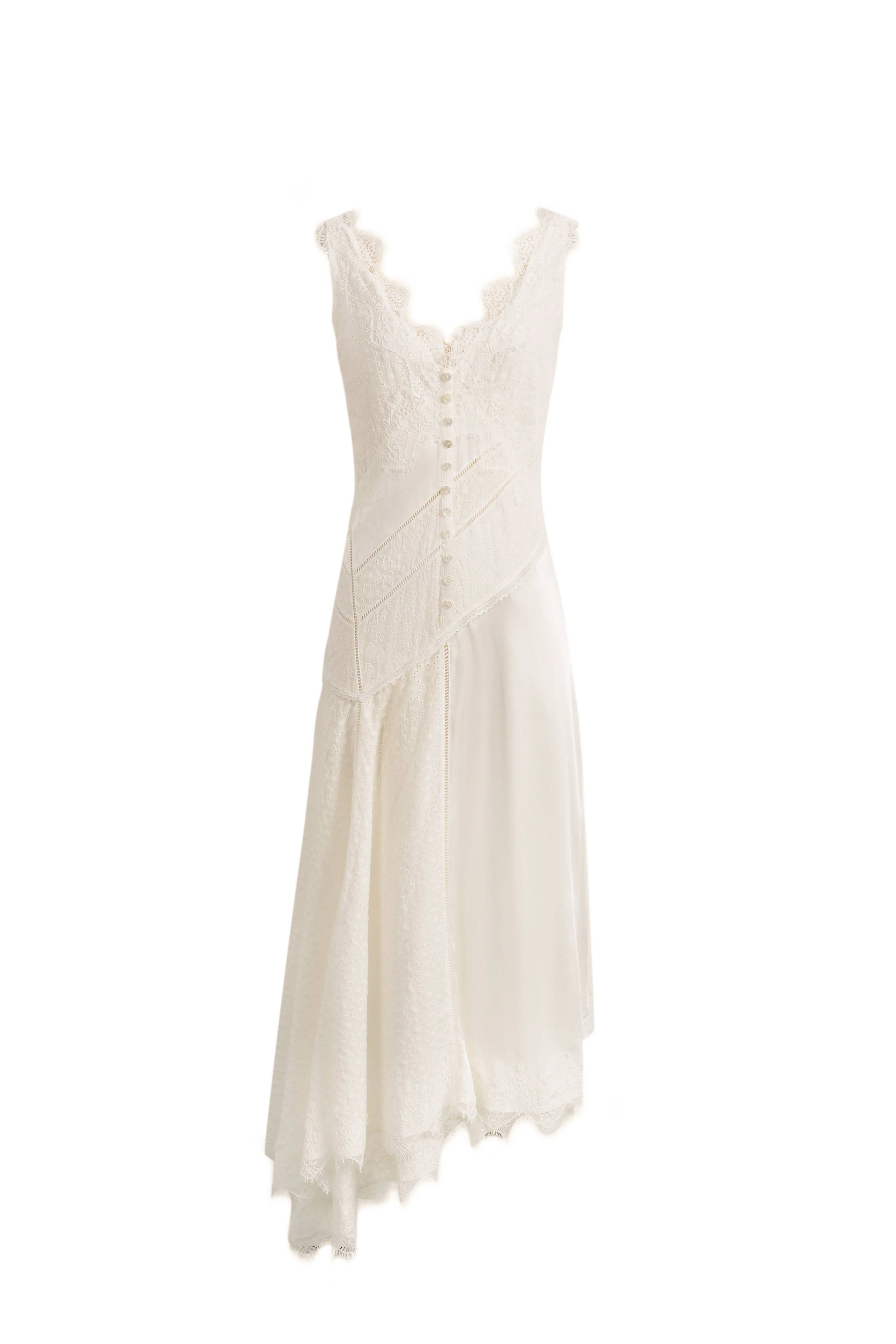 Azaria Boho Lace Panel Embroidery V Neck Sleeveless Dress in Tencel Linen - Image 8