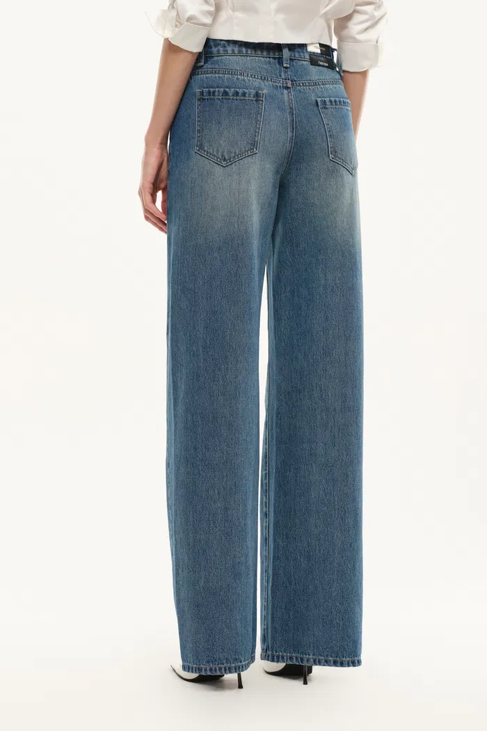 Balled Straight Leg Jeans in Cotton Denim - Image 3