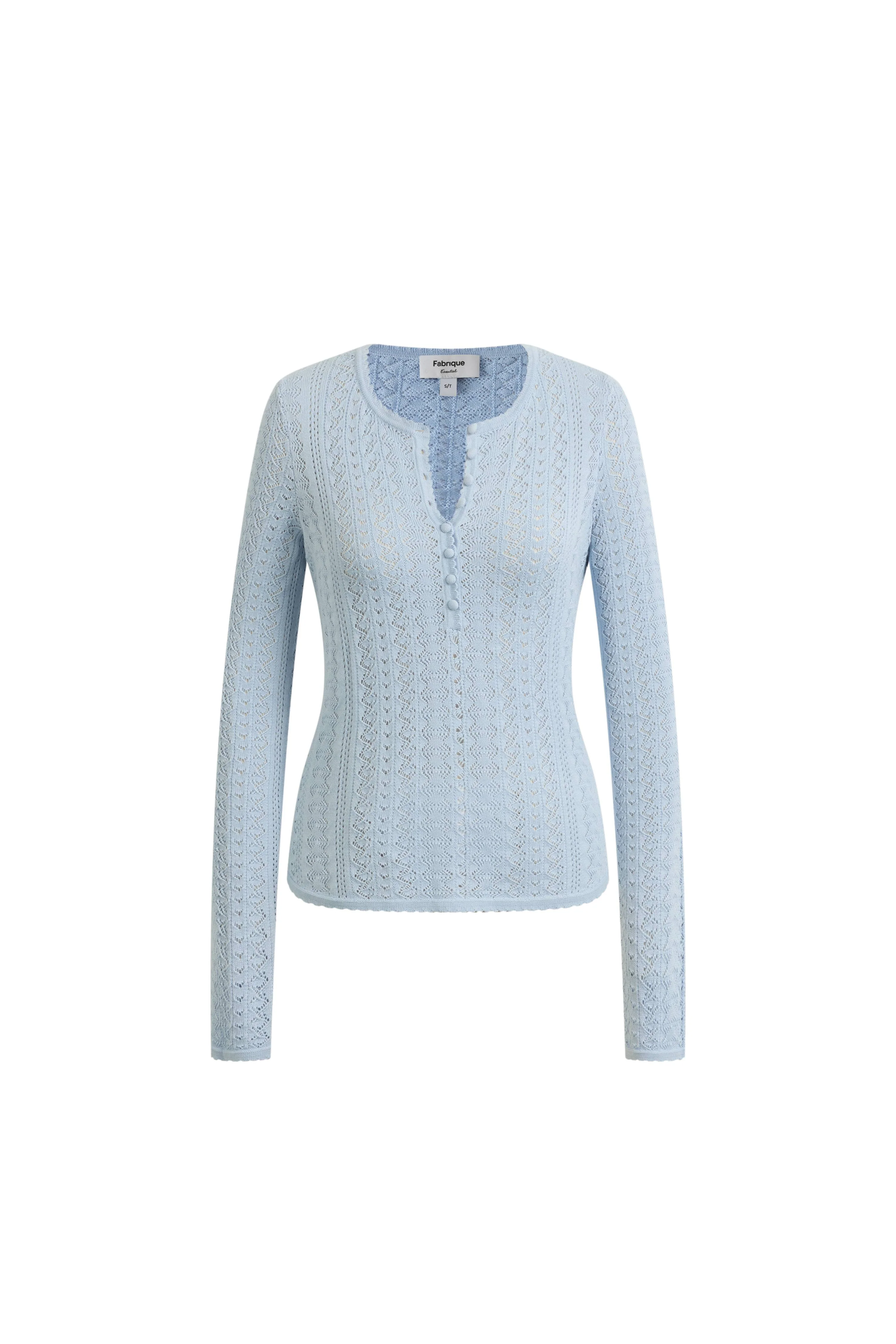 Barbara Scalloped Long Sleeve Top in Premium Cotton Knit - Image 6