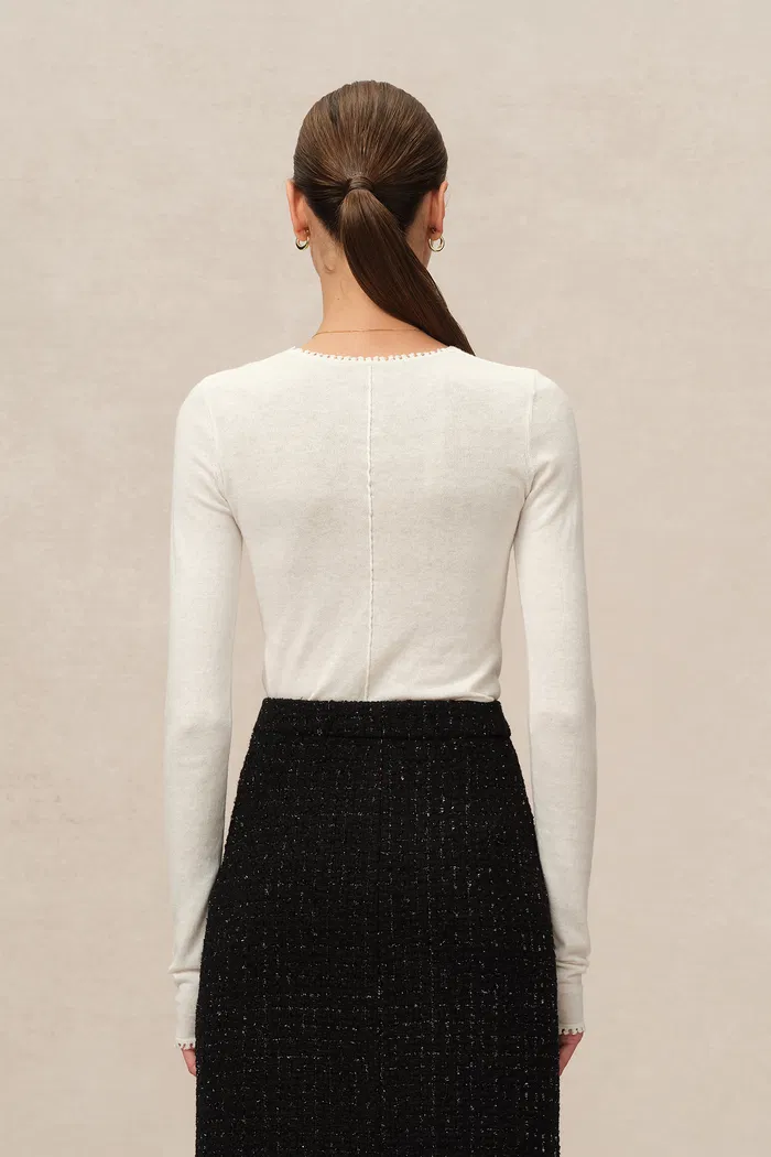 Basic Sheer Base Shirt in Cotton-Cashmere Knit - Image 5