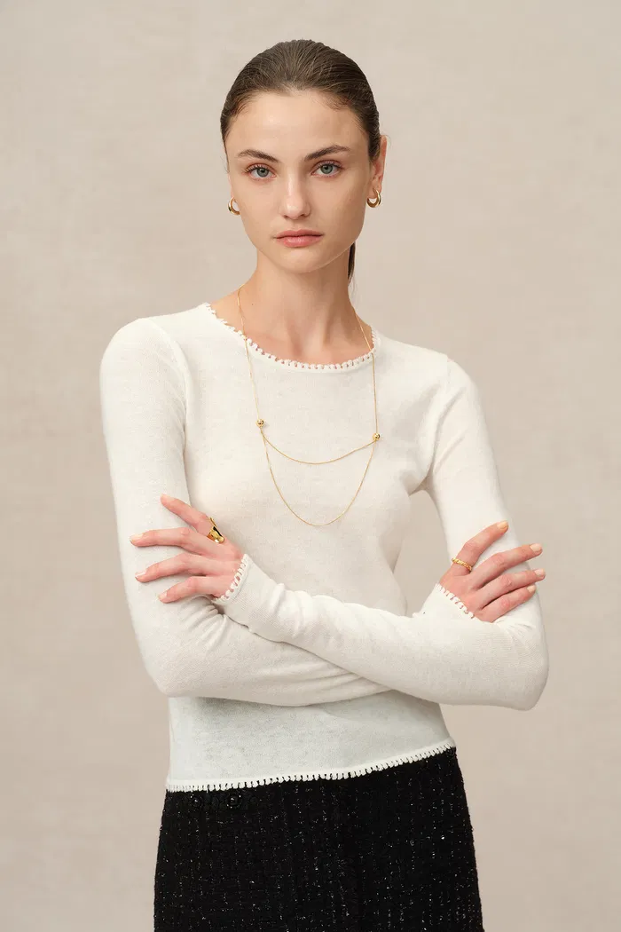 Basic Sheer Base Shirt in Cotton-Cashmere Knit - Image 6