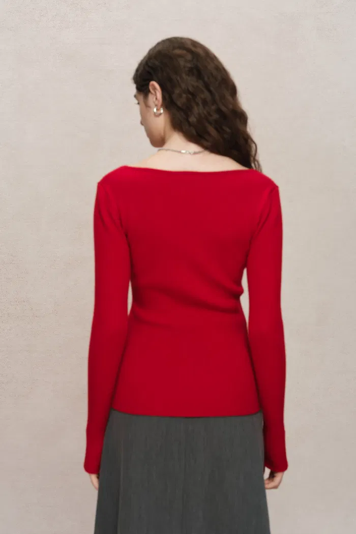 Basic Wool Knit Fitted Sweater - Image 6