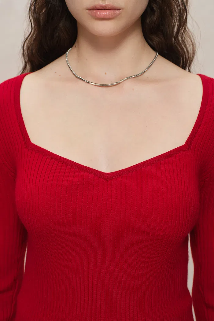 Basic Wool Knit Fitted Sweater - Image 7