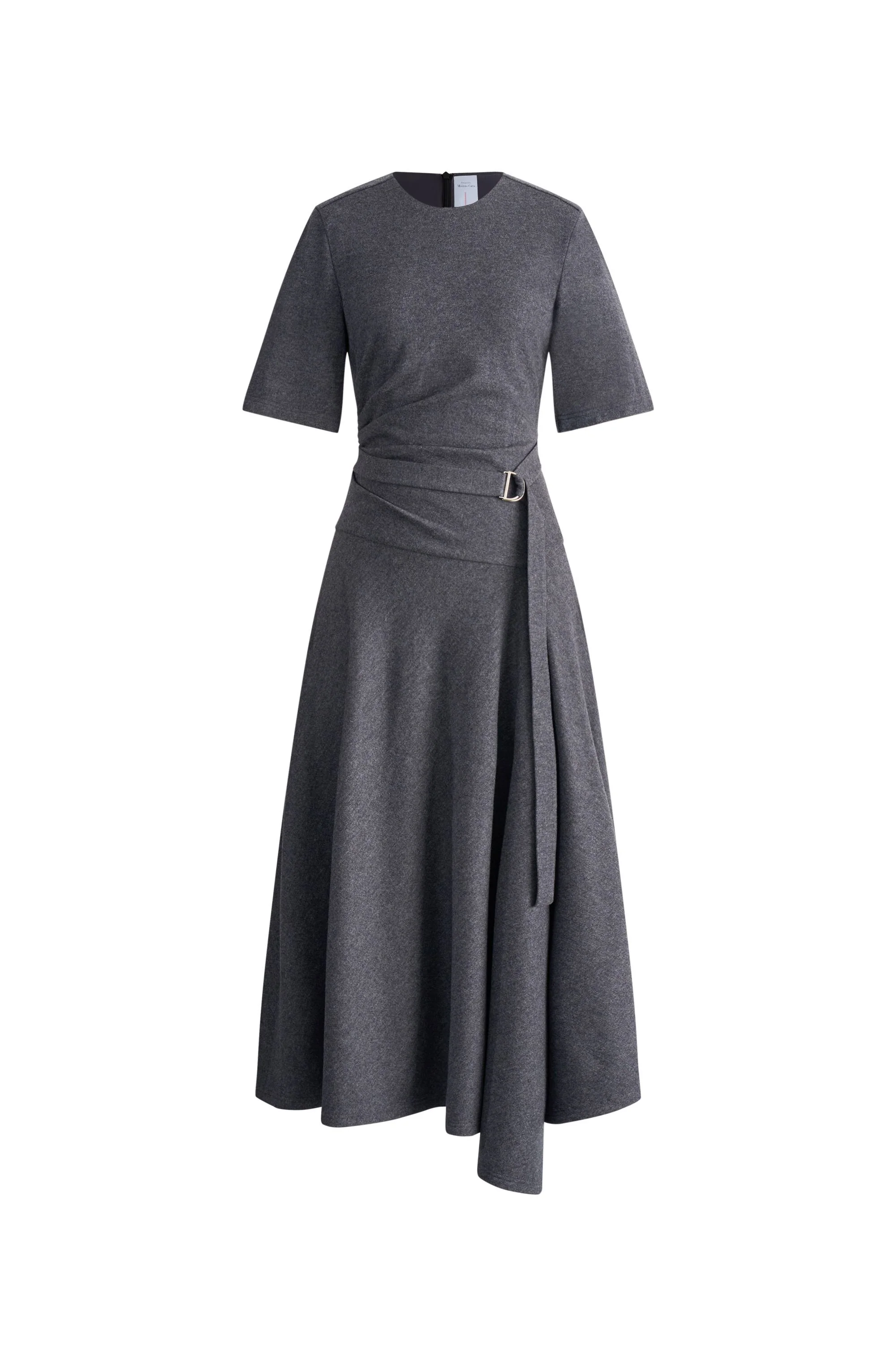 Bea Asymmetric Hem Wool Dress in Merino Wool - Image 9