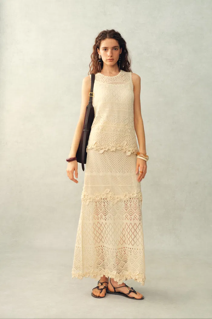 Beatrice 3D Floral Openwork Top in Linen Knit - Image 5