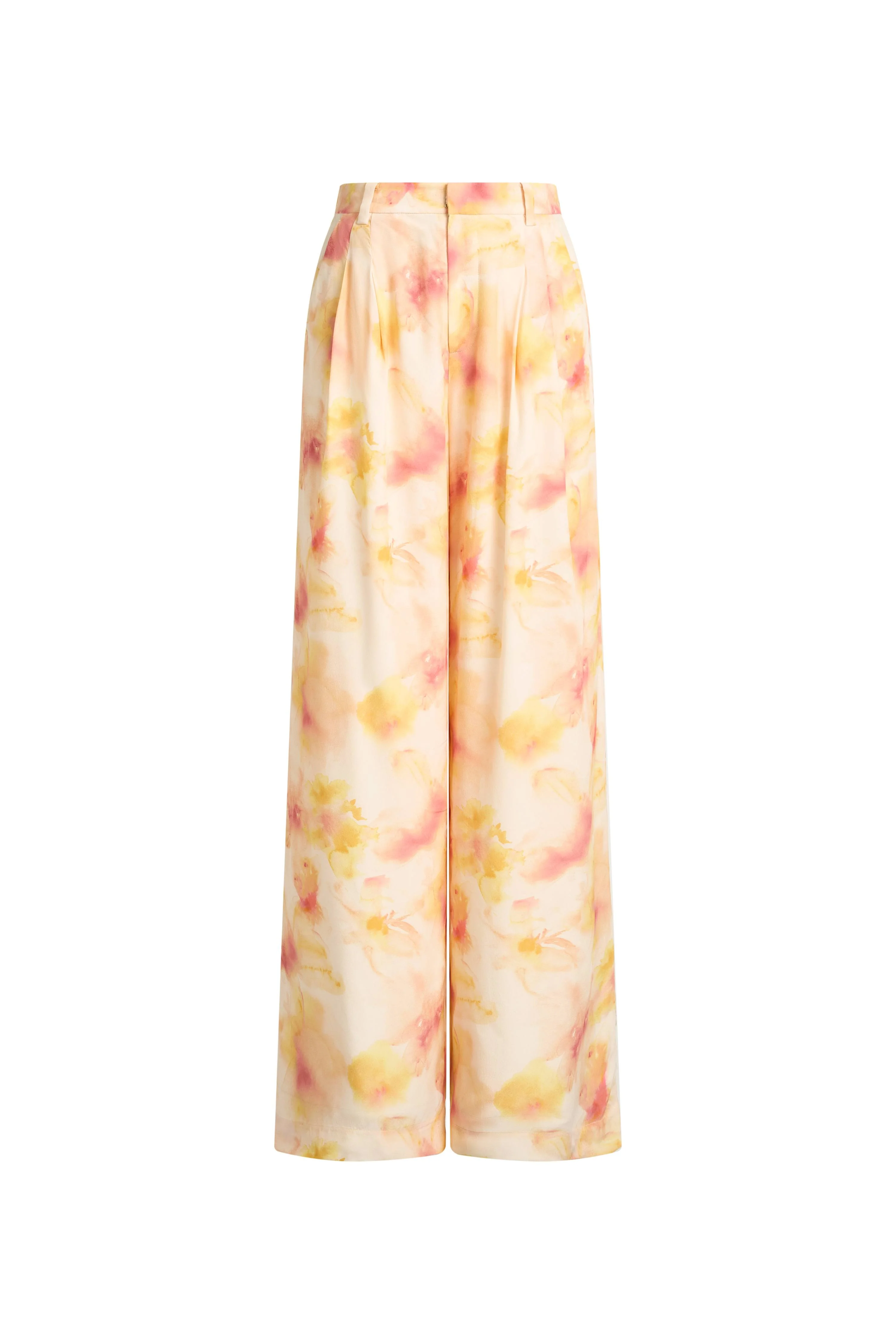 Bella Handpainted Floral Wide Leg Pants in Silk Double Crepe - Image 6