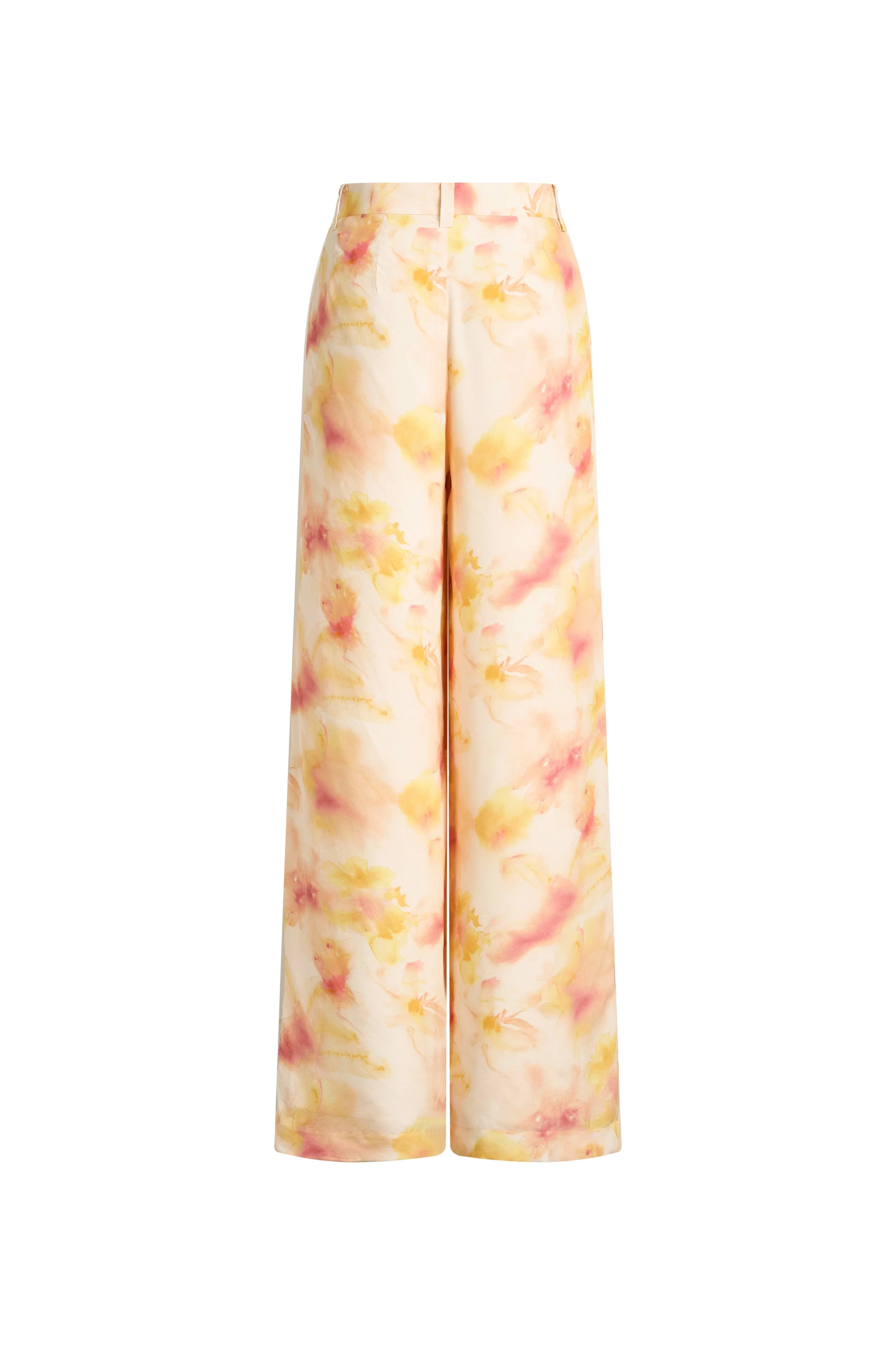 Bella Handpainted Floral Wide Leg Pants in Silk Double Crepe - Image 7