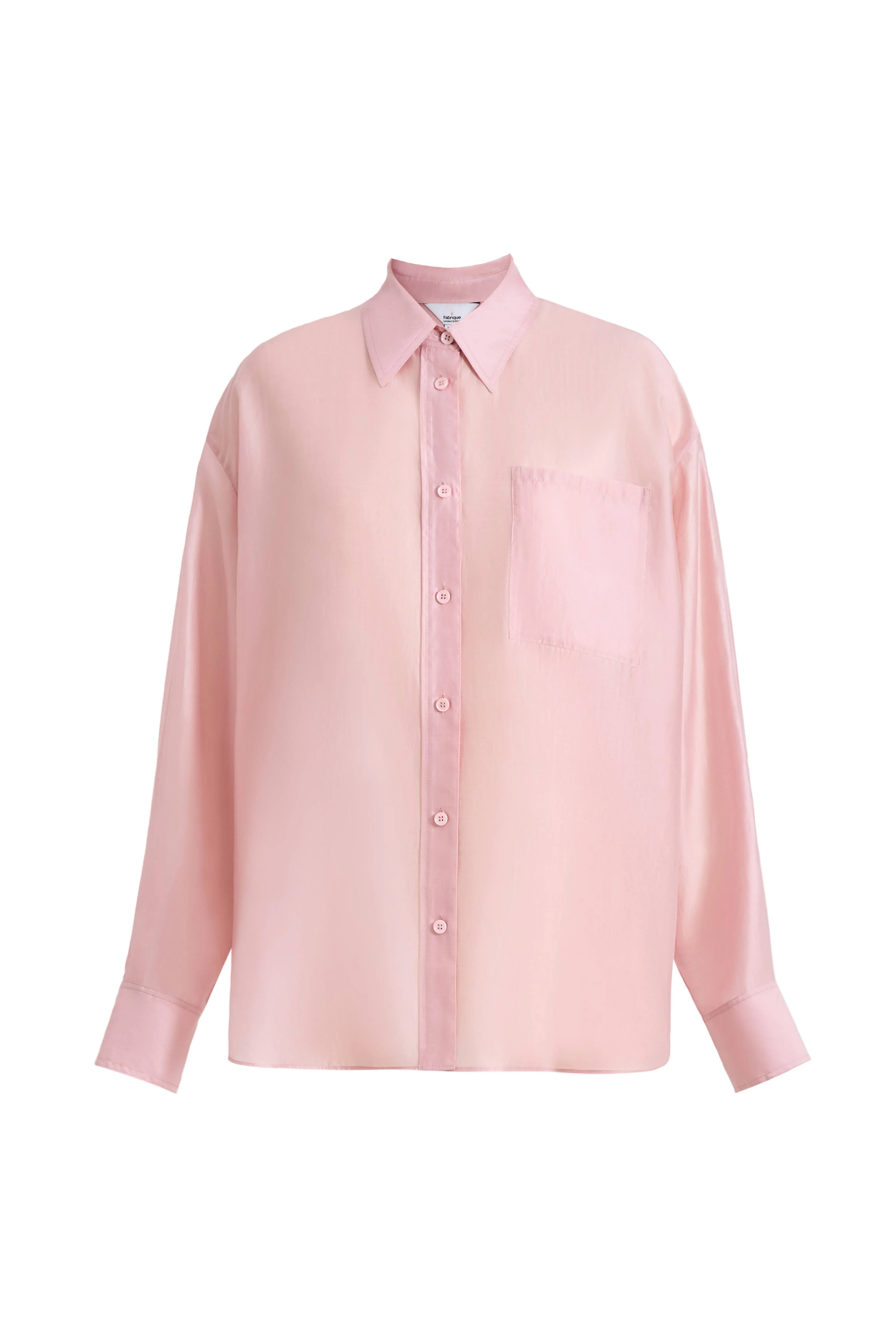 Bella Pink Sheer Button-Up Shirt in Organza - Image 10