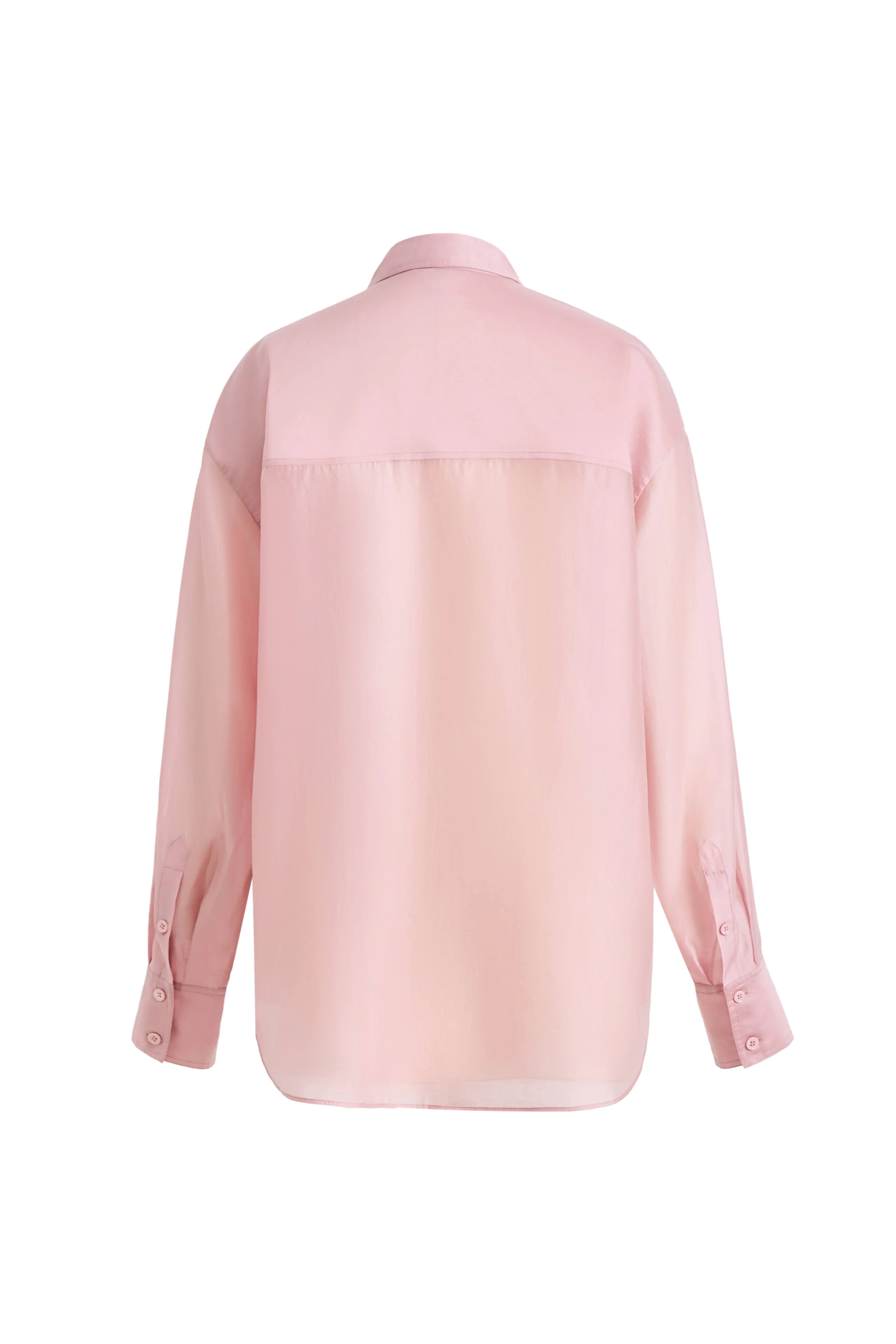 Bella Pink Sheer Button-Up Shirt in Organza - Image 11