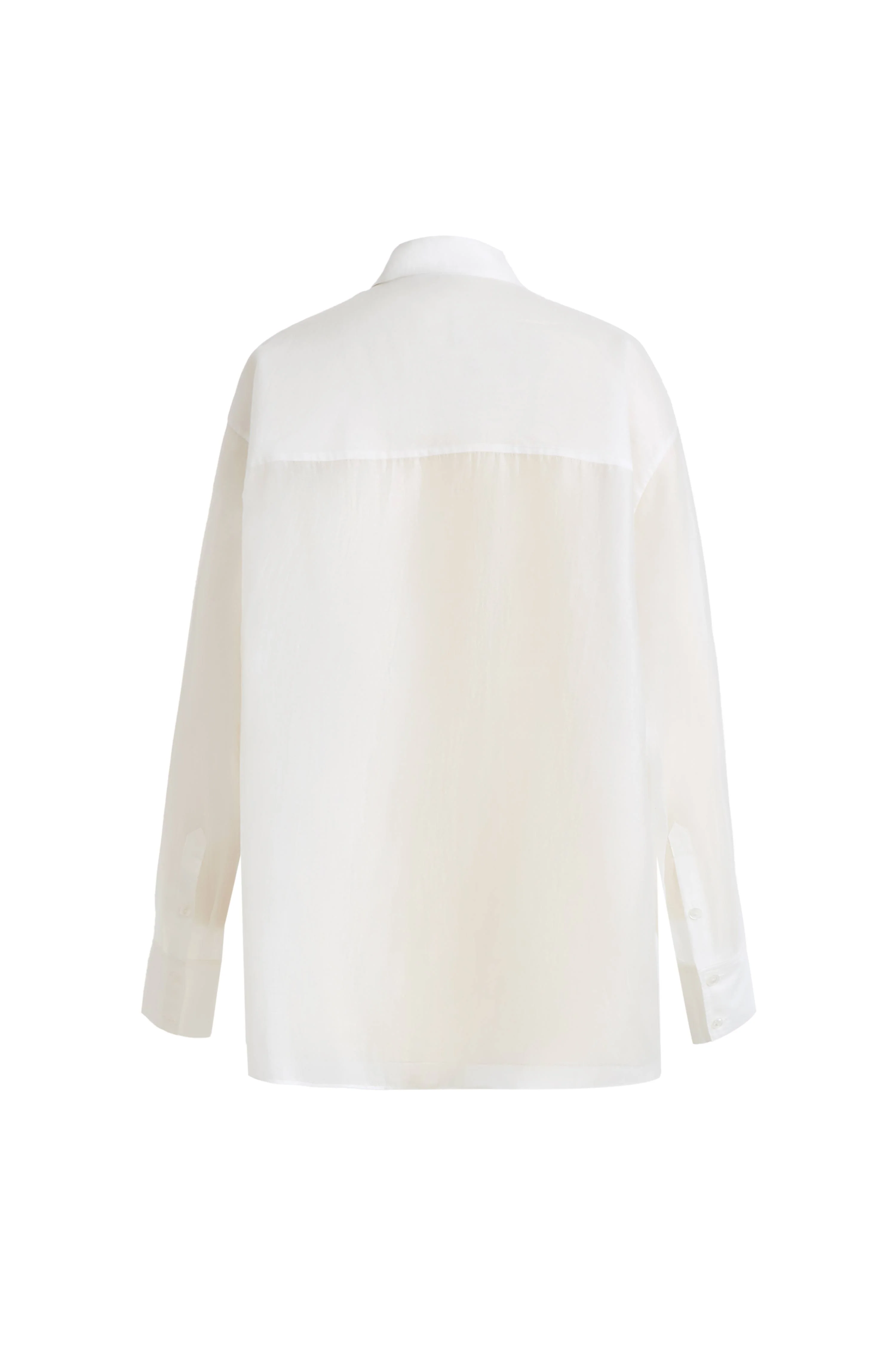 Bella White Sheer Button-Up Shirt in Organza - Image 10
