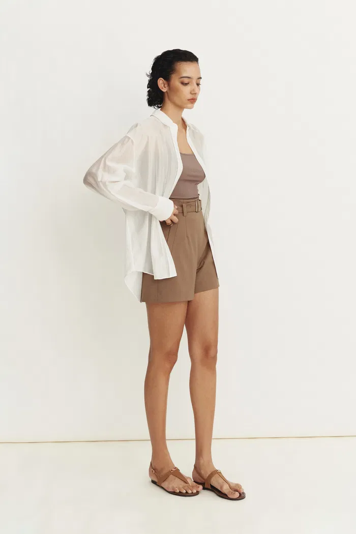 Bella White Sheer Button-Up Shirt in Organza - Image 4