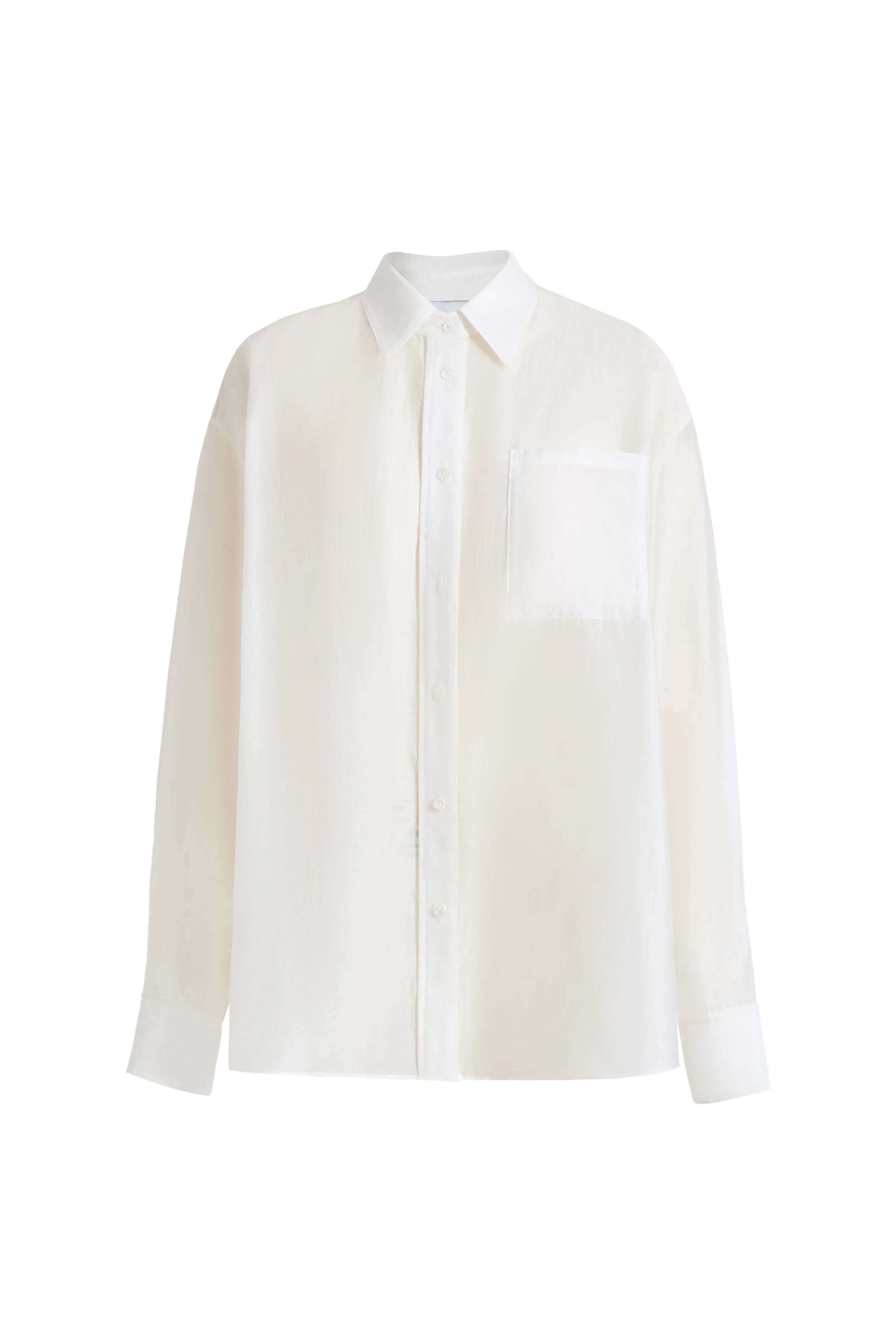 Bella White Sheer Button-Up Shirt in Organza - Image 9
