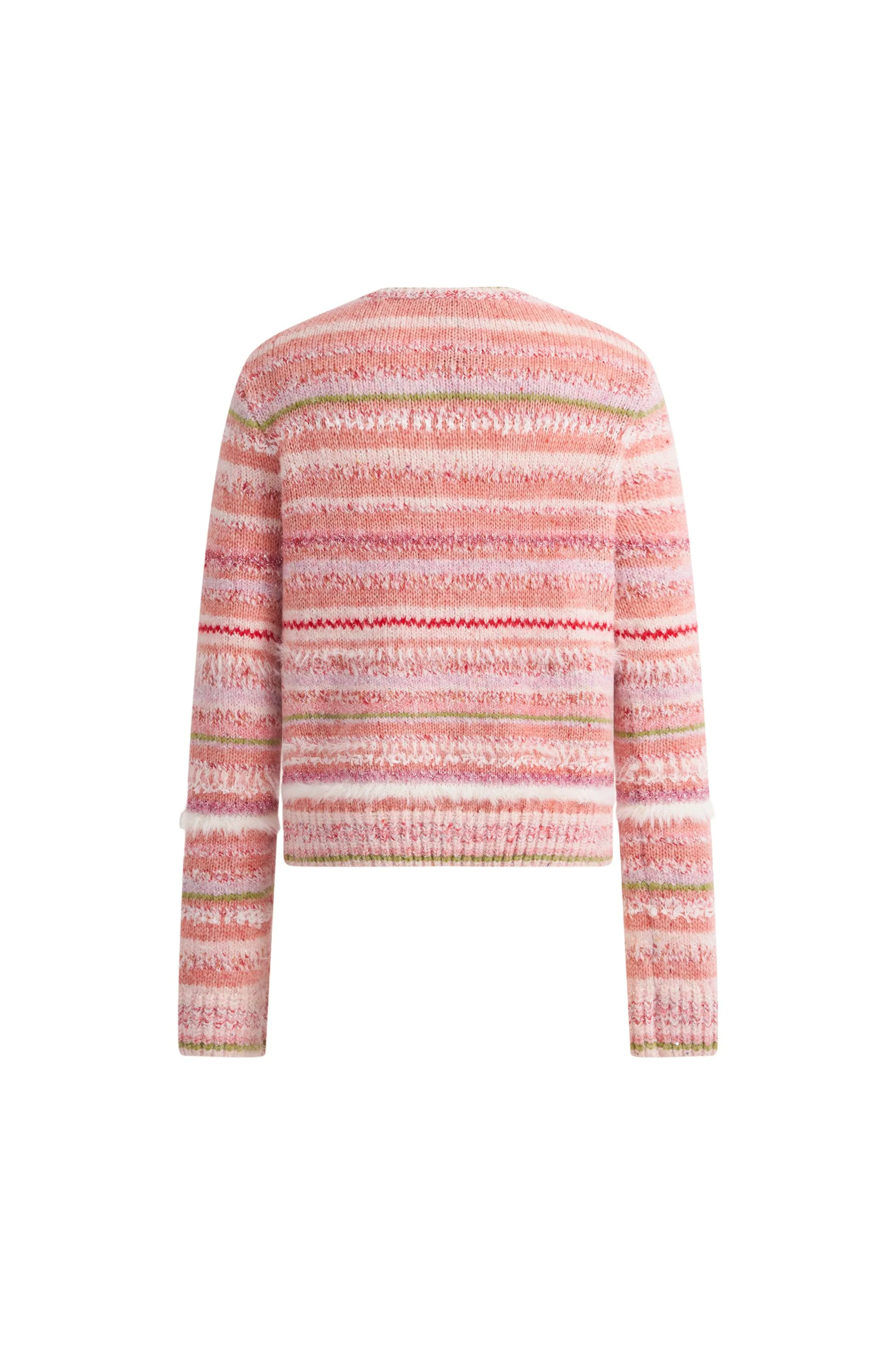 Belleville Fitted Stripe Sequin Tweed Cardigan in Brushed Multi-Yarn Wool Knit - Image 8