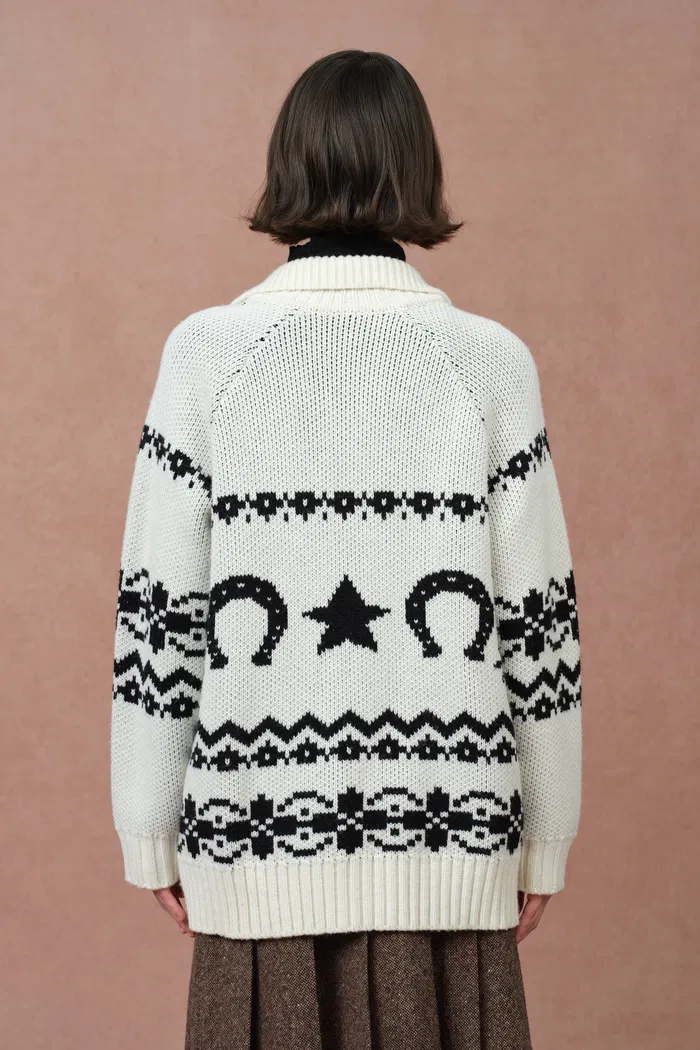 Bethany Fair Isle Pony Cardigan in Merino Wool Jacquard Knit - Image 5