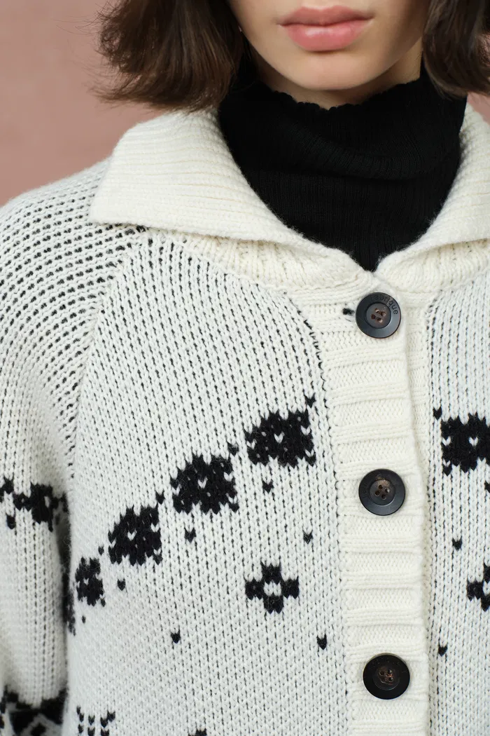 Bethany Fair Isle Pony Cardigan in Merino Wool Jacquard Knit - Image 6